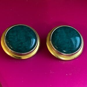 Gold and Teal Round Earrings